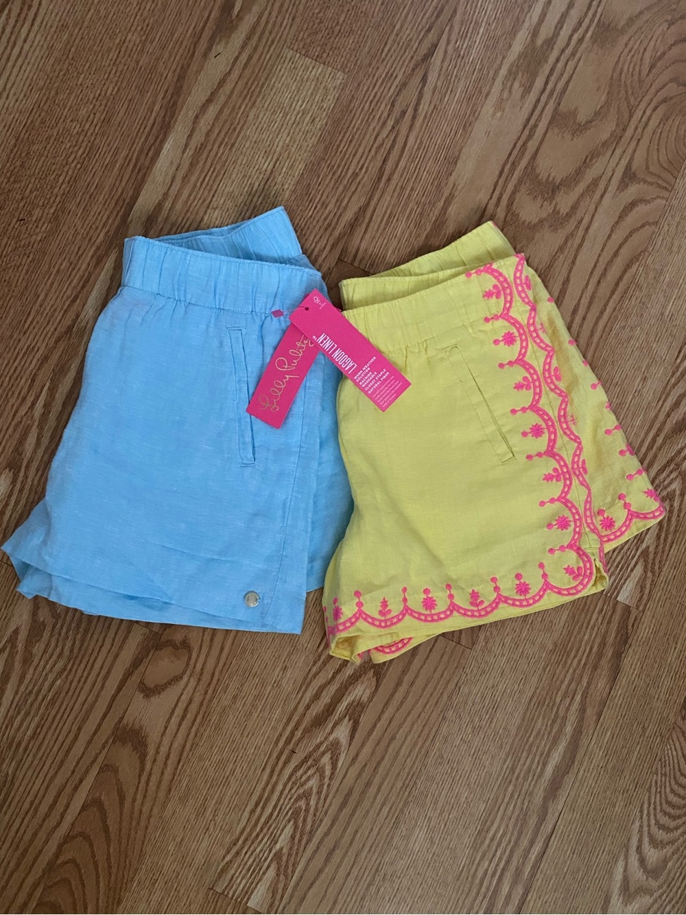 NWT Lilly Pulitzer 100% linen Laryn embroidered shorts bundle size XS